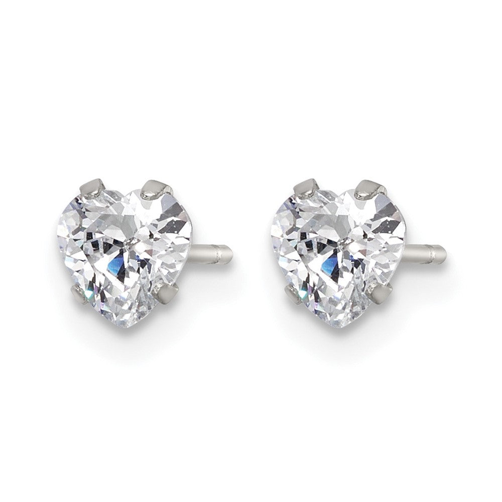 Chisel Stainless Steel Polished 5mm Heart CZ Stud Post Earrings