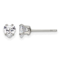 Chisel Stainless Steel Polished 5mm Heart CZ Stud Post Earrings