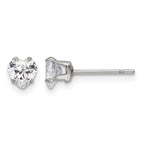 Chisel Stainless Steel Polished 5mm Heart CZ Stud Post Earrings