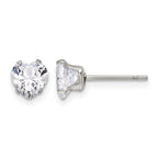 Chisel Stainless Steel Polished 6mm Heart CZ Stud Post Earrings