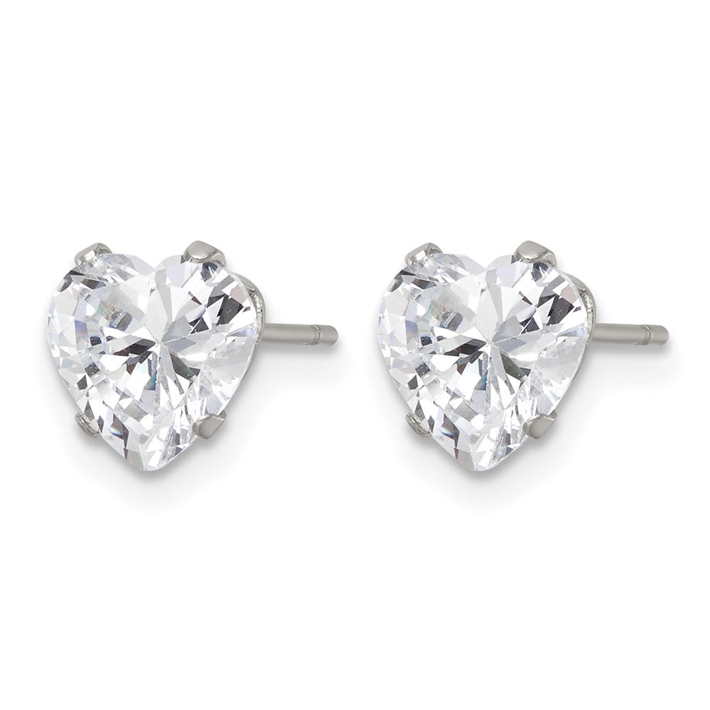 Chisel Stainless Steel Polished 7mm Heart CZ Stud Post Earrings