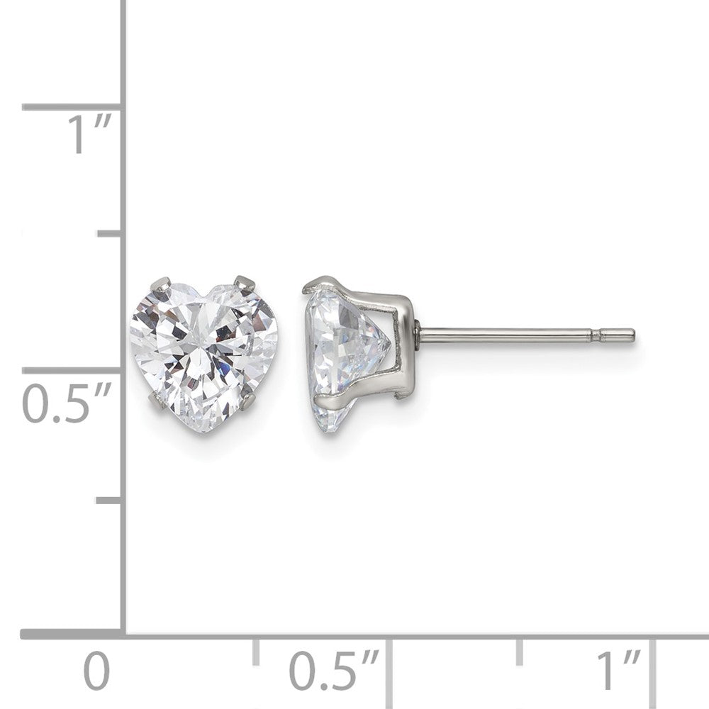 Chisel Stainless Steel Polished 7mm Heart CZ Stud Post Earrings