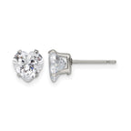 Chisel Stainless Steel Polished 7mm Heart CZ Stud Post Earrings