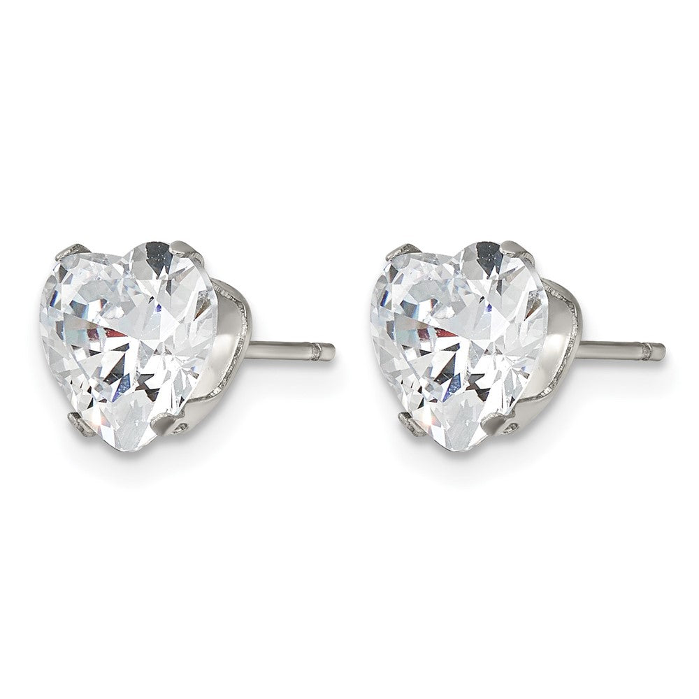 Chisel Stainless Steel Polished 8mm Heart CZ Stud Post Earrings