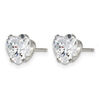 Chisel Stainless Steel Polished 8mm Heart CZ Stud Post Earrings