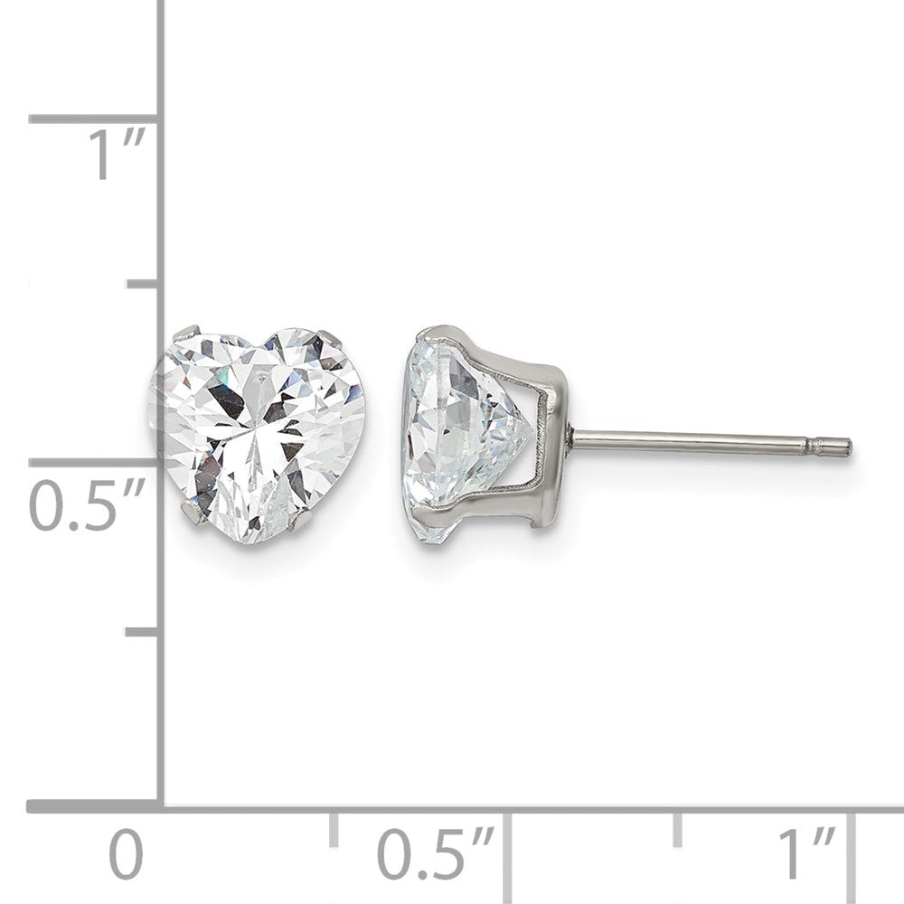 Chisel Stainless Steel Polished 8mm Heart CZ Stud Post Earrings