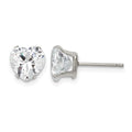Chisel Stainless Steel Polished 8mm Heart CZ Stud Post Earrings