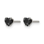 Chisel Stainless Steel Polished 4mm Black Heart CZ Stud Post Earrings