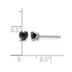 Chisel Stainless Steel Polished 4mm Black Heart CZ Stud Post Earrings