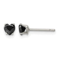 Chisel Stainless Steel Polished 4mm Black Heart CZ Stud Post Earrings