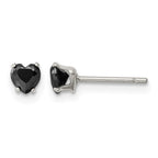 Chisel Stainless Steel Polished 4mm Black Heart CZ Stud Post Earrings