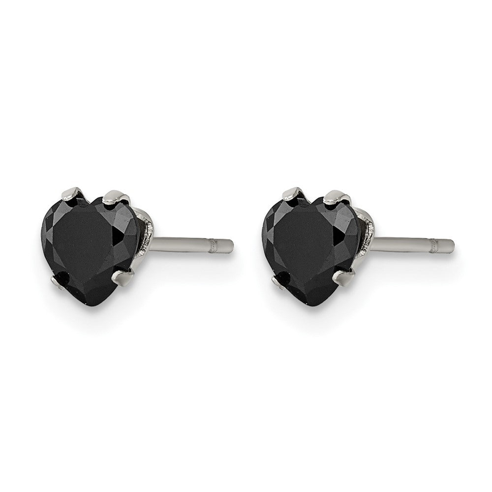 Chisel Stainless Steel Polished 5mm Black Heart CZ Stud Post Earrings