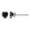 Chisel Stainless Steel Polished 5mm Black Heart CZ Stud Post Earrings
