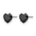 Chisel Stainless Steel Polished 6mm Black Heart CZ Stud Post Earrings