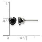 Chisel Stainless Steel Polished 6mm Black Heart CZ Stud Post Earrings