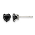 Chisel Stainless Steel Polished 6mm Black Heart CZ Stud Post Earrings