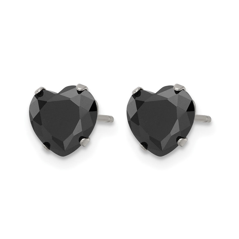 Chisel Stainless Steel Polished 7mm Black Heart CZ Stud Post Earrings