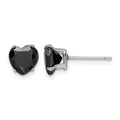 Chisel Stainless Steel Polished 7mm Black Heart CZ Stud Post Earrings