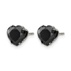 Chisel Stainless Steel Polished 8mm Black Heart CZ Stud Post Earrings