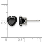 Chisel Stainless Steel Polished 8mm Black Heart CZ Stud Post Earrings