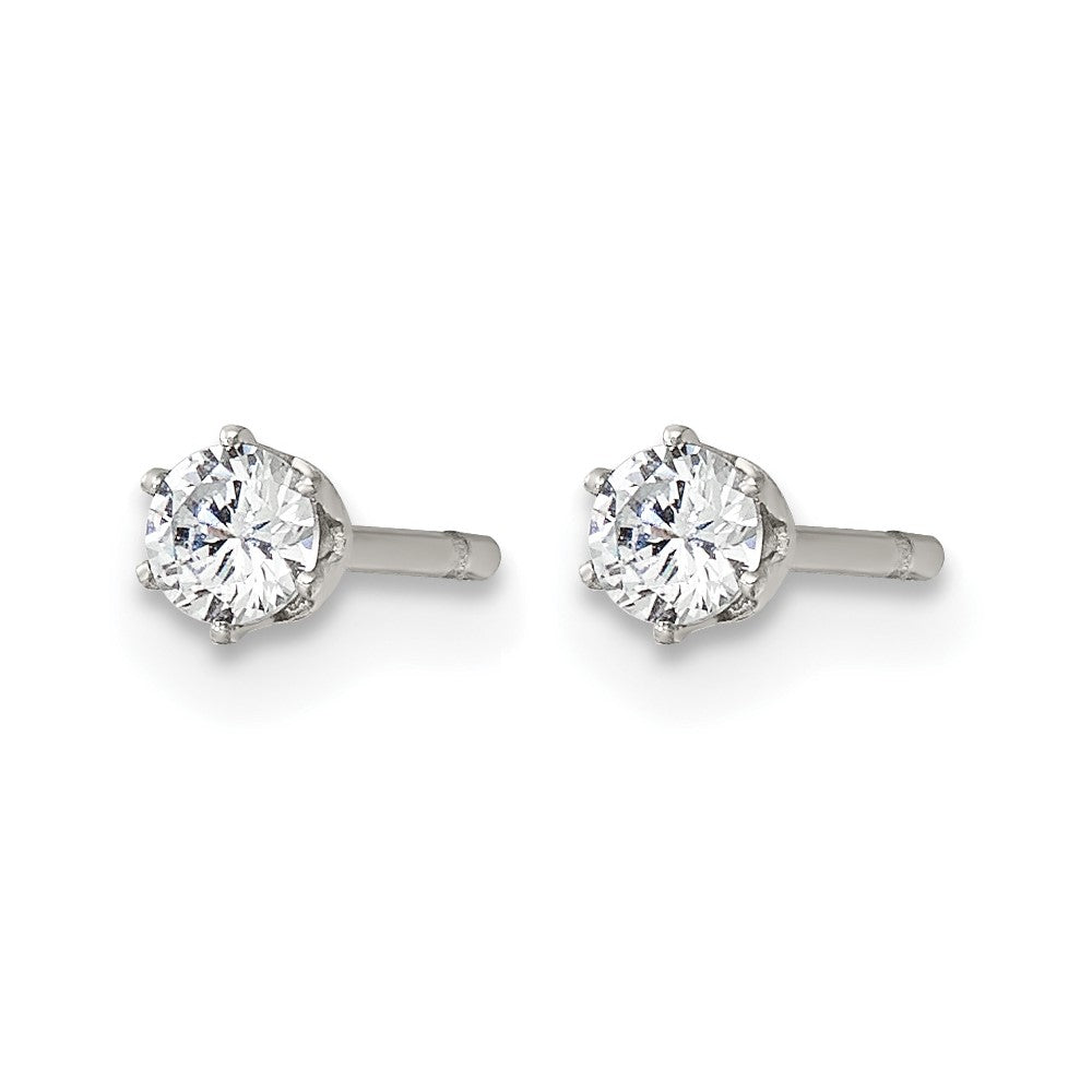 Chisel Stainless Steel Polished 3mm Round CZ Stud Post Earrings