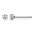 Chisel Stainless Steel Polished 3mm Round CZ Stud Post Earrings