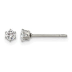 Chisel Stainless Steel Polished 3mm Round CZ Stud Post Earrings