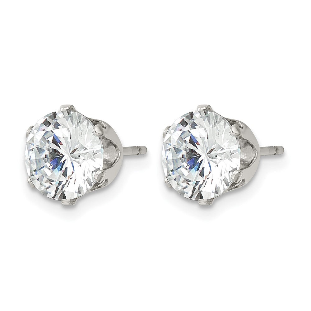 Chisel Stainless Steel Polished 8mm Round CZ Stud Post Earrings
