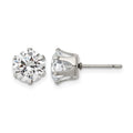 Chisel Stainless Steel Polished 8mm Round CZ Stud Post Earrings