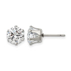 Chisel Stainless Steel Polished 8mm Round CZ Stud Post Earrings