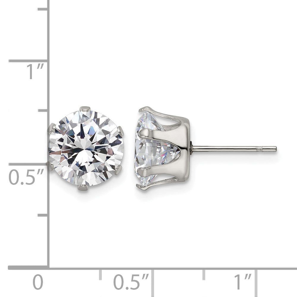 Chisel Stainless Steel Polished 9mm Round CZ Stud Post Earrings