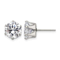 Chisel Stainless Steel Polished 9mm Round CZ Stud Post Earrings