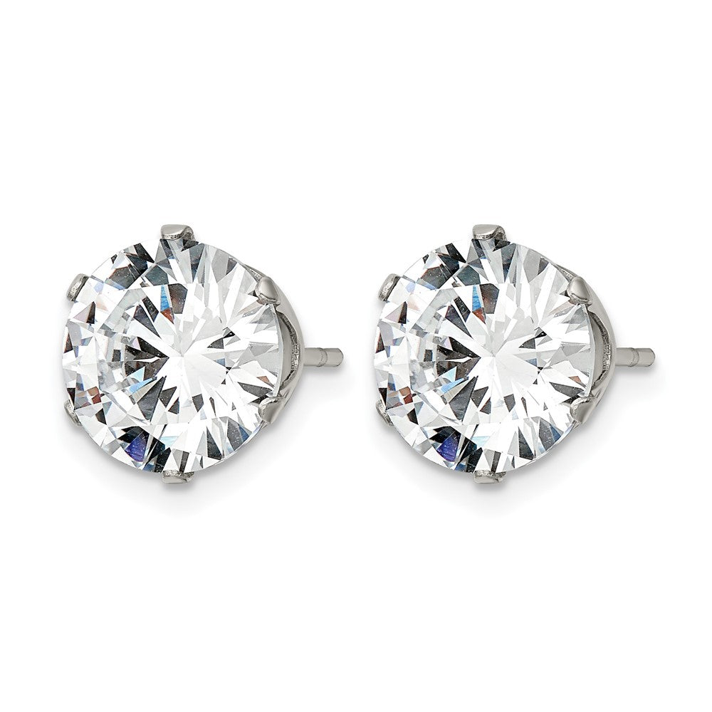 Chisel Stainless Steel Polished 10mm Round CZ Stud Post Earrings