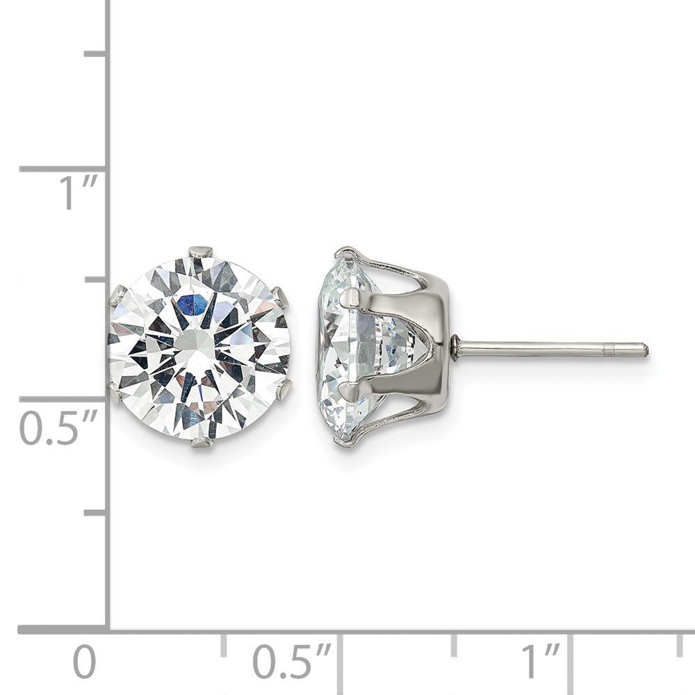 Chisel Stainless Steel Polished 10mm Round CZ Stud Post Earrings
