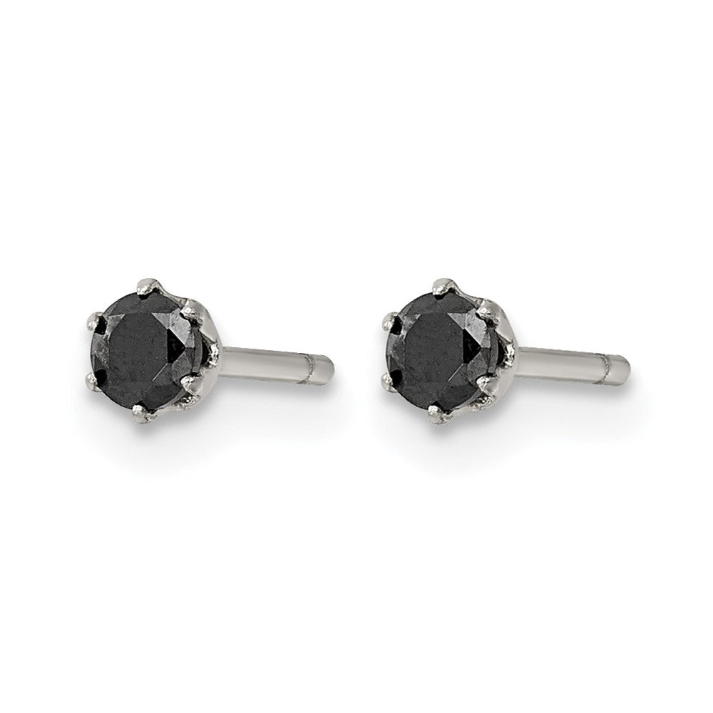 Chisel Stainless Steel Polished 3mm Black Round CZ Stud Post Earrings