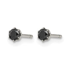 Chisel Stainless Steel Polished 3mm Black Round CZ Stud Post Earrings