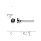 Chisel Stainless Steel Polished 3mm Black Round CZ Stud Post Earrings