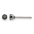 Chisel Stainless Steel Polished 3mm Black Round CZ Stud Post Earrings