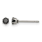 Chisel Stainless Steel Polished 3mm Black Round CZ Stud Post Earrings