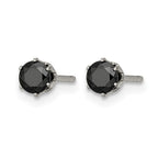 Chisel Stainless Steel Polished 4mm Black Round CZ Stud Post Earrings