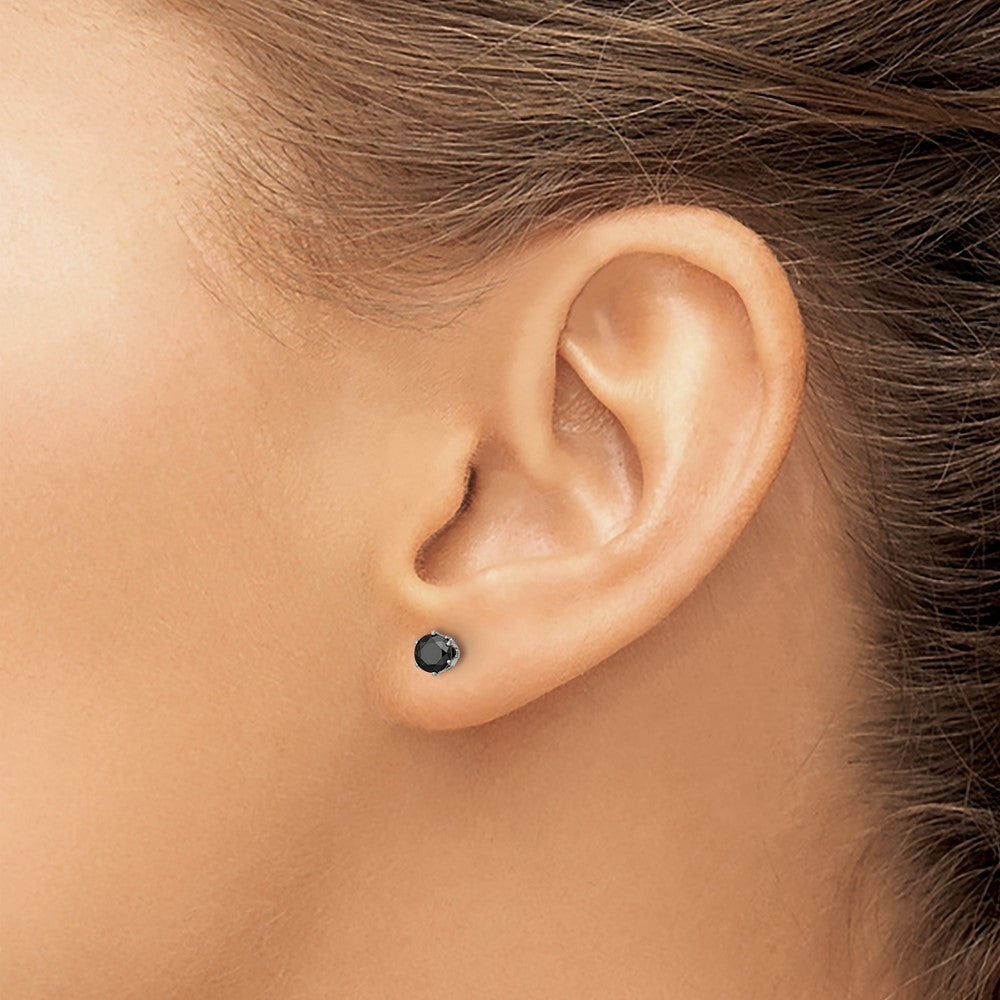 Chisel Stainless Steel Polished 4mm Black Round CZ Stud Post Earrings