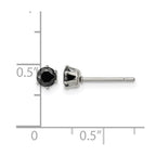 Chisel Stainless Steel Polished 4mm Black Round CZ Stud Post Earrings