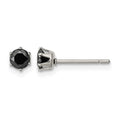 Chisel Stainless Steel Polished 4mm Black Round CZ Stud Post Earrings