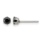 Chisel Stainless Steel Polished 4mm Black Round CZ Stud Post Earrings