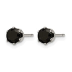 Chisel Stainless Steel Polished 5mm Black Round CZ Stud Post Earrings