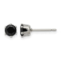 Chisel Stainless Steel Polished 5mm Black Round CZ Stud Post Earrings