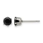 Chisel Stainless Steel Polished 5mm Black Round CZ Stud Post Earrings