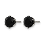 Chisel Stainless Steel Polished 7mm Black Round CZ Stud Post Earrings