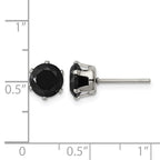 Chisel Stainless Steel Polished 7mm Black Round CZ Stud Post Earrings