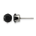 Chisel Stainless Steel Polished 7mm Black Round CZ Stud Post Earrings